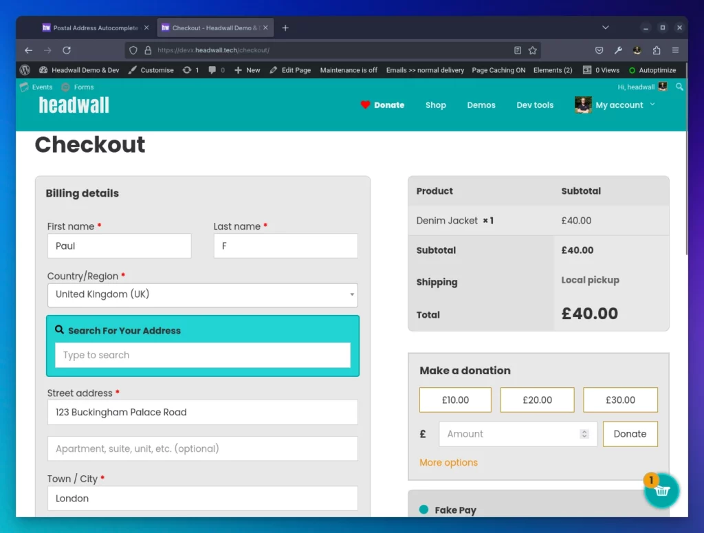 Styled address lookup in WooCommerce checkout