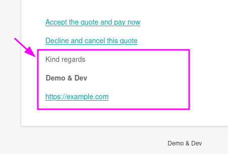 WooCommerce quote email signature
