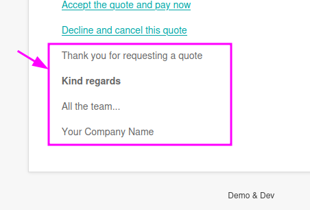 Custom WooCommerce quote email signature